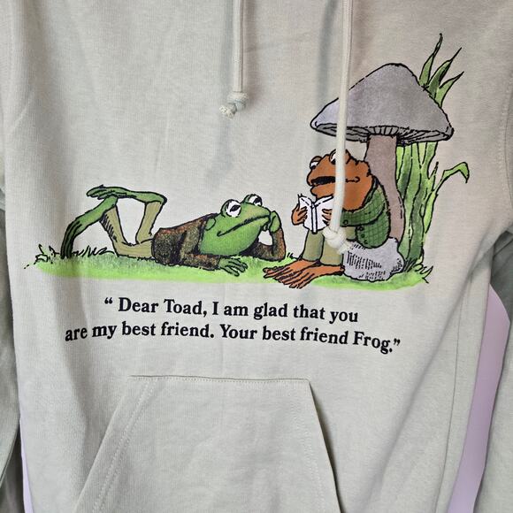 Frog and Toad Urban Outfitters Hoodie Sweatshirt Novelty Comic Graphic Green XS - Picture 2 of 7